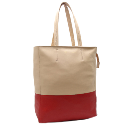 CELINE セリーヌ スモール カバス トート ラムスキン ベージュ×レッド
